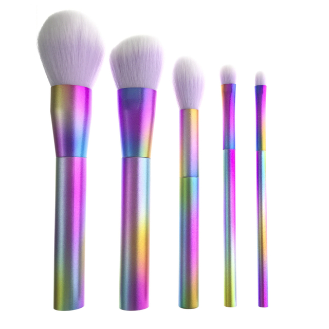 Ensemble de 5 pinceaux de maquillage colorés arc-en-ciel