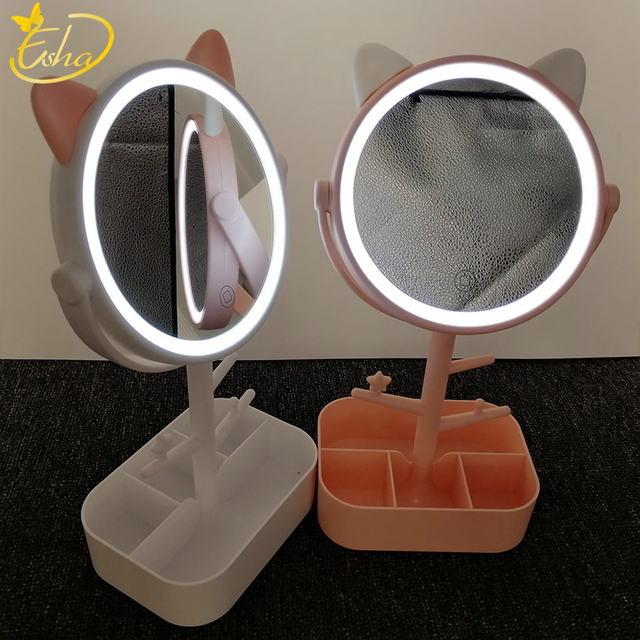 Miroir de bureau de lapin miroir cosmétique LED personnalisé