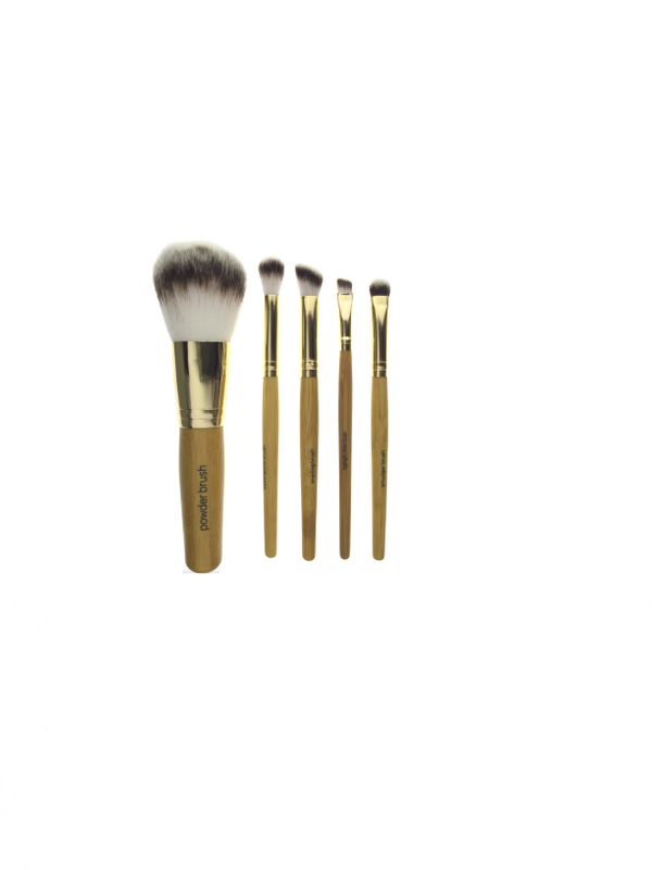Ensemble de pinceaux de maquillage en bois doré