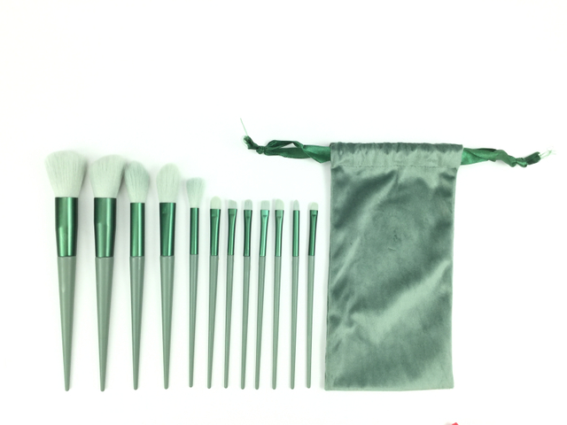 Brosse de maquillage de fourrure de fibre de séchage rapide avec sac (vert)