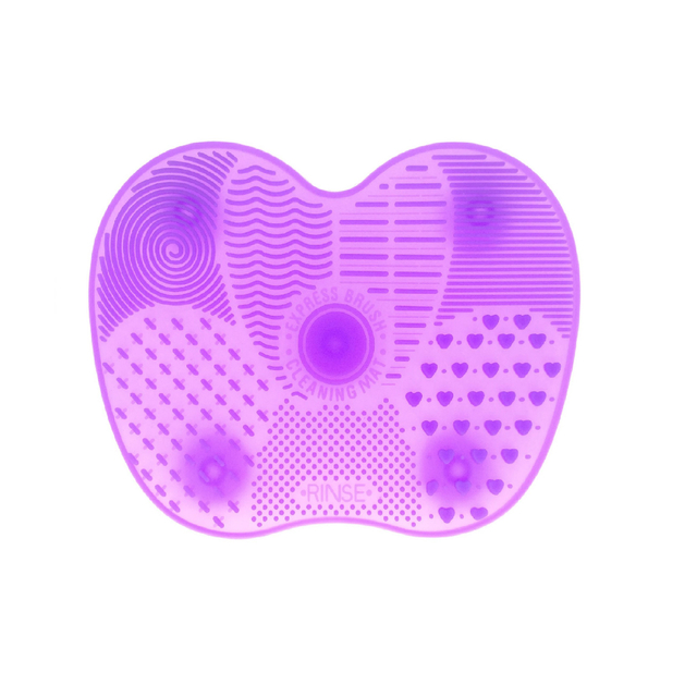 Nettoyeur de pinceau de maquillage en silicone violet avec ventouse